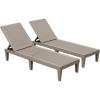 imageDevoko Outdoor Chaise Lounge Chair Set of 2 for Outside Pool Patio Adjustable Waterproof Easy Assembly Chaise Lounge Outdoor Black Set of 2Light Brown