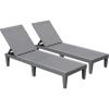 imageDevoko Outdoor Chaise Lounge Chair Set of 2 for Outside Pool Patio Adjustable Waterproof Easy Assembly Chaise Lounge Outdoor Black Set of 2Light Grey