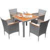 imageDevoko Outdoor Patio Dining Sets 9 Pieces Wicker Outdoor Dining Table and Chairs Set with Acacia Wood Table Top and Widened Armrests for Backyard Garden Deck BlackGrey