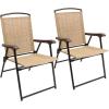 imageDevoko Patio Folding Chair Deck Sling Chair Camping Garden Pool Beach Using Chairs Space Saving Set of 2 Beige