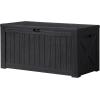 imageDevoko 120 Gallon Deck Box Resin Outdoor Storage Box Waterproof for Patio Large Outdoor Storage Bench Lockable for Outside Deep BrownBlack