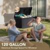 imageDevoko 120 Gallon Deck Box Resin Outdoor Storage Box Waterproof for Patio Large Outdoor Storage Bench Lockable for Outside Deep BrownBlack
