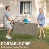 imageDevoko 120 Gallon Deck Box Resin Outdoor Storage Box Waterproof for Patio Large Outdoor Storage Bench Lockable for Outside Deep BrownBrown