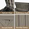 imageDevoko 120 Gallon Deck Box Resin Outdoor Storage Box Waterproof for Patio Large Outdoor Storage Bench Lockable for Outside Deep BrownBrown