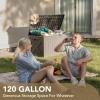 imageDevoko 120 Gallon Deck Box Resin Outdoor Storage Box Waterproof for Patio Large Outdoor Storage Bench Lockable for Outside Deep BrownBrown