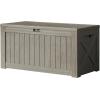 imageDevoko 120 Gallon Deck Box Resin Outdoor Storage Box Waterproof for Patio Large Outdoor Storage Bench Lockable for Outside Deep BrownBrown