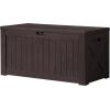 imageDevoko 120 Gallon Deck Box Resin Outdoor Storage Box Waterproof for Patio Large Outdoor Storage Bench Lockable for Outside Deep BrownDeep Brown