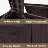 imageDevoko 120 Gallon Deck Box Resin Outdoor Storage Box Waterproof for Patio Large Outdoor Storage Bench Lockable for Outside Deep BrownDeep Brown