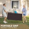 imageDevoko 120 Gallon Deck Box Resin Outdoor Storage Box Waterproof for Patio Large Outdoor Storage Bench Lockable for Outside Deep BrownDeep Brown