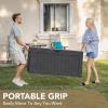 imageDevoko 120 Gallon Deck Box Resin Outdoor Storage Box Waterproof for Patio Large Outdoor Storage Bench Lockable for Outside Deep BrownGrey