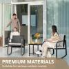 imageDevoko 3 Piece Rocking Bistro Set Wicker Patio Outdoor Furniture Porch Chairs Conversation Sets with Glass Coffee Table BeigeBeige