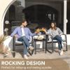 imageDevoko 3 Piece Rocking Bistro Set Wicker Patio Outdoor Furniture Porch Chairs Conversation Sets with Glass Coffee Table BeigeBeige