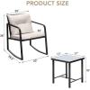 imageDevoko 3 Piece Rocking Bistro Set Wicker Patio Outdoor Furniture Porch Chairs Conversation Sets with Glass Coffee Table BeigeBeige