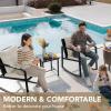 imageDevoko 3 Piece Rocking Bistro Set Wicker Patio Outdoor Furniture Porch Chairs Conversation Sets with Glass Coffee Table BeigeBeige