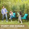 imageDevoko 3 Piece Rocking Bistro Set Wicker Patio Outdoor Furniture Porch Chairs Conversation Sets with Glass Coffee Table BeigeBlue