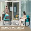 imageDevoko 3 Piece Rocking Bistro Set Wicker Patio Outdoor Furniture Porch Chairs Conversation Sets with Glass Coffee Table BeigeBlue