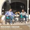 imageDevoko 3 Piece Rocking Bistro Set Wicker Patio Outdoor Furniture Porch Chairs Conversation Sets with Glass Coffee Table BeigeBlue