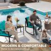 imageDevoko 3 Piece Rocking Bistro Set Wicker Patio Outdoor Furniture Porch Chairs Conversation Sets with Glass Coffee Table BeigeBlue