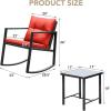 imageDevoko 3 Piece Rocking Bistro Set Wicker Patio Outdoor Furniture Porch Chairs Conversation Sets with Glass Coffee Table BeigeRed
