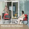 imageDevoko 3 Piece Rocking Bistro Set Wicker Patio Outdoor Furniture Porch Chairs Conversation Sets with Glass Coffee Table BeigeRed