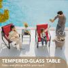 imageDevoko 3 Piece Rocking Bistro Set Wicker Patio Outdoor Furniture Porch Chairs Conversation Sets with Glass Coffee Table BeigeRed