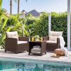 imageDevoko 3 Pieces Patio Furniture Set PE Rattan Wicker Patio Set with Two Outdoor Chairs and Table Upgraded Patio Chairs and Table for Porch Garden Poolside Balcony