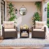 imageDevoko 3 Pieces Patio Furniture Set PE Rattan Wicker Patio Set with Two Outdoor Chairs and Table Upgraded Patio Chairs and Table for Porch Garden Poolside Balcony