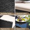imageDevoko 4 Pieces Outdoor Patio Furniture Set PE Rattan Wicker Chairs Balcony Lawn Porch Patio Furniture Sets with Beige Cushion and Table BrownBlack