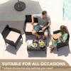 imageDevoko 4 Pieces Outdoor Patio Furniture Set PE Rattan Wicker Chairs Balcony Lawn Porch Patio Furniture Sets with Beige Cushion and Table BrownBlack