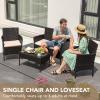 imageDevoko 4 Pieces Outdoor Patio Furniture Set PE Rattan Wicker Chairs Balcony Lawn Porch Patio Furniture Sets with Beige Cushion and Table BrownBlack