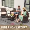 imageDevoko 4 Pieces Outdoor Patio Furniture Set PE Rattan Wicker Chairs Balcony Lawn Porch Patio Furniture Sets with Beige Cushion and Table BrownBrown