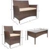 imageDevoko 4 Pieces Outdoor Patio Furniture Set PE Rattan Wicker Chairs Balcony Lawn Porch Patio Furniture Sets with Beige Cushion and Table BrownBrown
