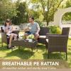 imageDevoko 4 Pieces Outdoor Patio Furniture Set PE Rattan Wicker Chairs Balcony Lawn Porch Patio Furniture Sets with Beige Cushion and Table BrownBrown