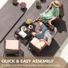 imageDevoko 4 Pieces Outdoor Patio Furniture Set PE Rattan Wicker Chairs Balcony Lawn Porch Patio Furniture Sets with Beige Cushion and Table BrownBrown