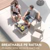 imageDevoko 4 Pieces Outdoor Patio Furniture Set PE Rattan Wicker Chairs Balcony Lawn Porch Patio Furniture Sets with Beige Cushion and Table BrownGrey