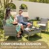 imageDevoko 4 Pieces Outdoor Patio Furniture Set PE Rattan Wicker Chairs Balcony Lawn Porch Patio Furniture Sets with Beige Cushion and Table BrownGrey