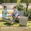 imageDevoko 4 Pieces Outdoor Patio Furniture Set PE Rattan Wicker Chairs Balcony Lawn Porch Patio Furniture Sets with Beige Cushion and Table BrownGrey