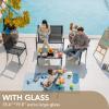 imageDevoko 4 Pieces Patio Furniture Set Outdoor Garden Patio Conversation Sets Poolside Lawn Chairs with Glass Coffee Table Porch Furniture BlackBlack