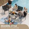 imageDevoko 4 Pieces Patio Furniture Set Outdoor Garden Patio Conversation Sets Poolside Lawn Chairs with Glass Coffee Table Porch Furniture BlackBlack