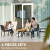 imageDevoko 4 Pieces Patio Furniture Set Outdoor Garden Patio Conversation Sets Poolside Lawn Chairs with Glass Coffee Table Porch Furniture BlackBlack
