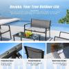 imageDevoko 4 Pieces Patio Furniture Set Outdoor Garden Patio Conversation Sets Poolside Lawn Chairs with Glass Coffee Table Porch Furniture BlackGrey