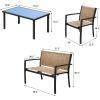 imageDevoko 4 Pieces Patio Furniture Set Outdoor Garden Patio Conversation Sets Poolside Lawn Chairs with Glass Coffee Table Porch Furniture BlackYellow