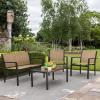 imageDevoko 4 Pieces Patio Furniture Set Outdoor Garden Patio Conversation Sets Poolside Lawn Chairs with Glass Coffee Table Porch Furniture BlackYellow