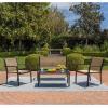 imageDevoko 4 Pieces Patio Furniture Set Outdoor Garden Patio Conversation Sets Poolside Lawn Chairs with Glass Coffee Table Porch Furniture BlackYellow