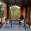 imageDevoko 4 Pieces Patio Furniture Set Outdoor Garden Patio Conversation Sets Poolside Lawn Chairs with Glass Coffee Table Porch Furniture BlackYellow