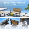 imageDevoko 4 Pieces Patio Furniture Set Outdoor Garden Patio Conversation Sets Poolside Lawn Chairs with Glass Coffee Table Porch Furniture BlackYellow