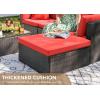 imageDevoko 5 Pieces Patio Furniture Sets All Weather Outdoor Sectional Patio Sofa Manual Weaving Wicker Rattan Patio Seating Sofas with Cushion and Glass TableBeigeRed
