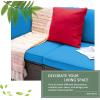 imageDevoko 5 Pieces Patio Furniture Sets All Weather Outdoor Sectional Patio Sofa Manual Weaving Wicker Rattan Patio Seating Sofas with Cushion and Glass TableBeigeBlue