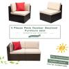 imageDevoko 5 Pieces Patio Furniture Sets All Weather Outdoor Sectional Patio Sofa Manual Weaving Wicker Rattan Patio Seating Sofas with Cushion and Glass TableBeigeBeige