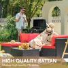 imageDevoko 5 Pieces Patio Furniture Sets All Weather Outdoor Sectional Patio Sofa Manual Weaving Wicker Rattan Patio Seating Sofas with Cushion and Glass TableBeigeRed